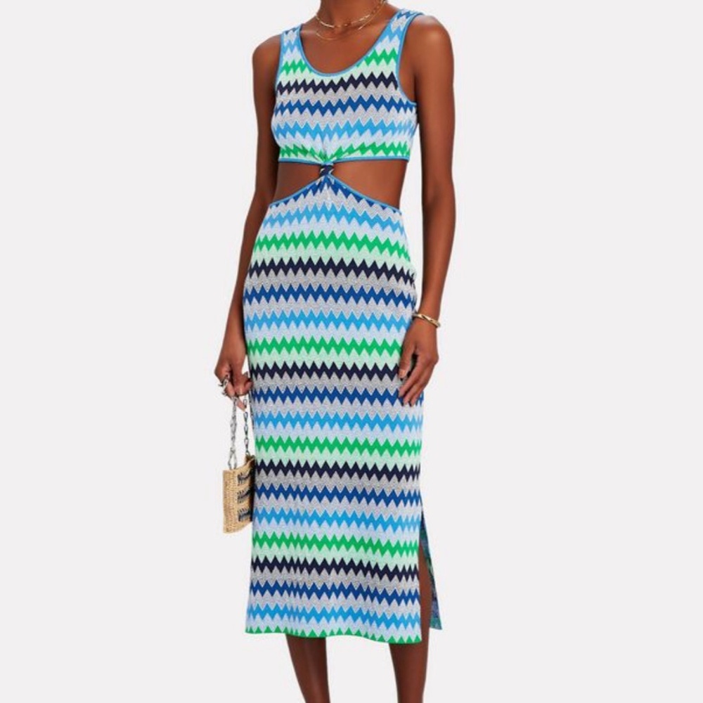 NWOT Solid & Striped “Bailey” Dress in Blue & Green Chevron